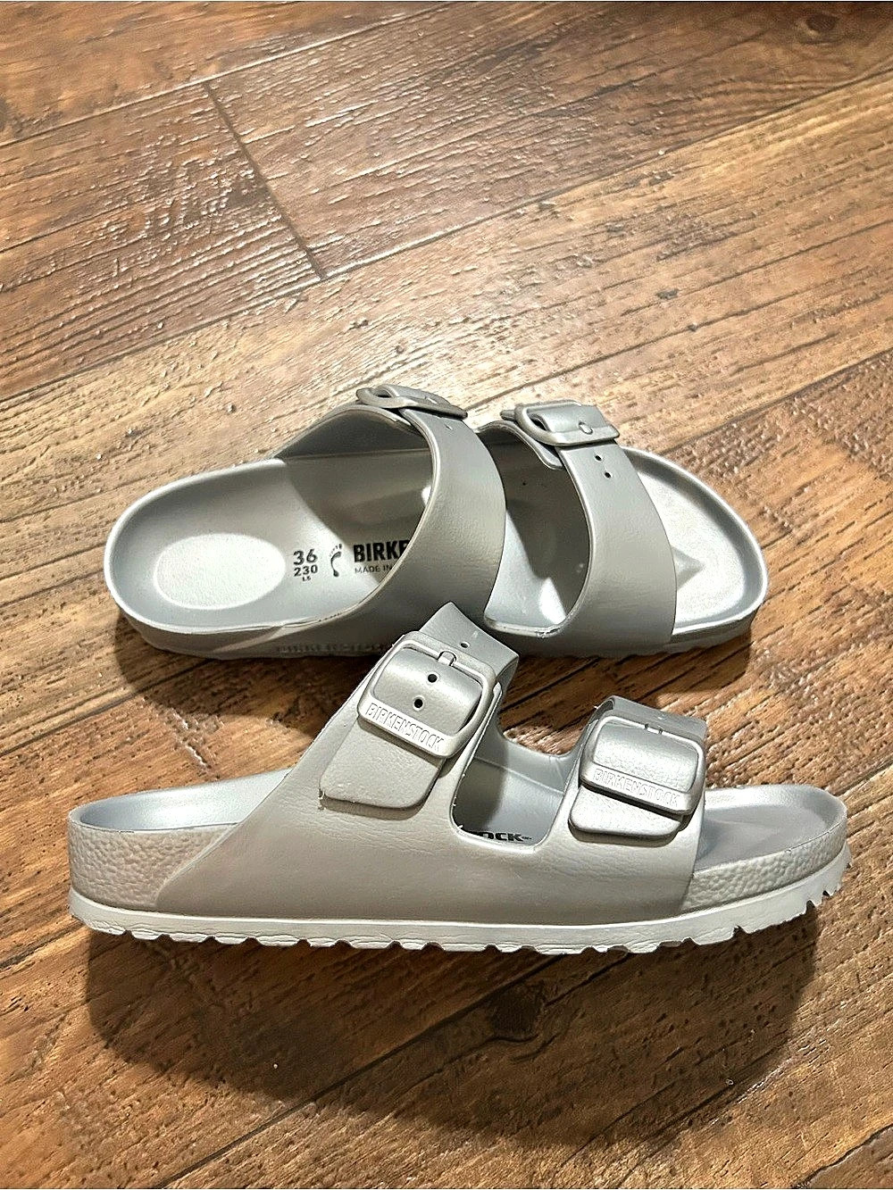 Birkenstock Women’s Arizona Essentials EVA Sandals in “Stone Coin”